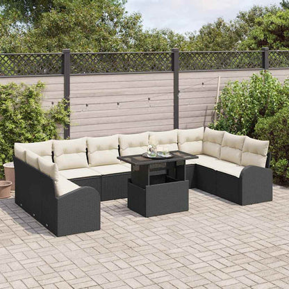 Tuin Sofa Set met kussen met opslag 11 pcs Zwart Poly riet