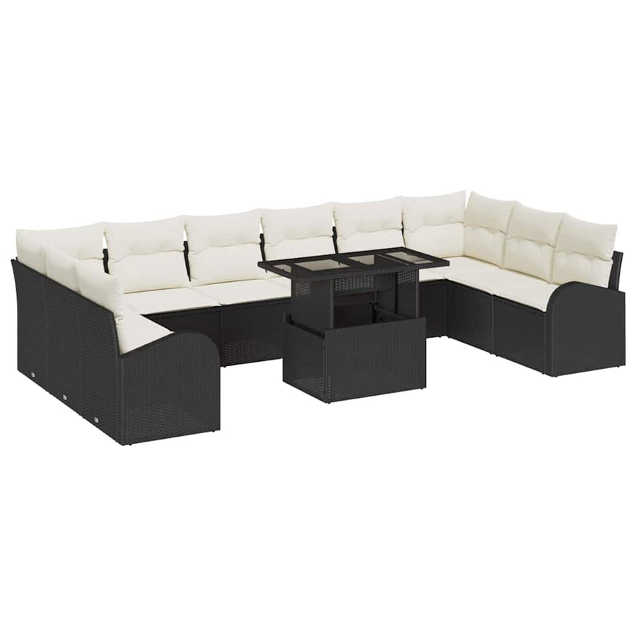 Tuin Sofa Set met kussen met opslag 11 pcs Zwart Poly riet