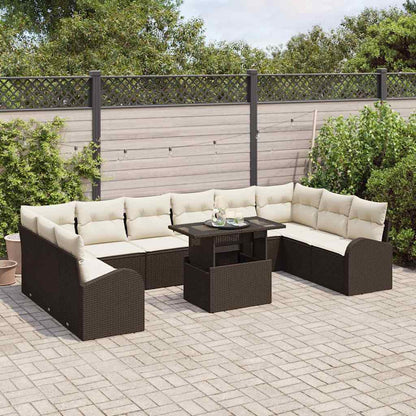 Tuin Sofa Set met kussen met opslag 11 pcs Bruin Poly riet