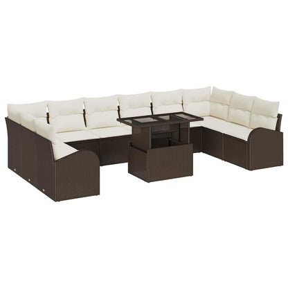 Tuin Sofa Set met kussen met opslag 11 pcs Bruin Poly riet