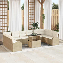 Tuin Sofa Set met kussen met opslag 11 pcs Beige Poly riet