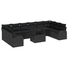 Tuin Sofa Set met kussen met opslag 11 pcs Zwart Poly riet