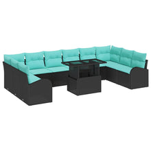 Tuin Sofa Set met kussen met opslag 11 pcs Zwart Poly riet