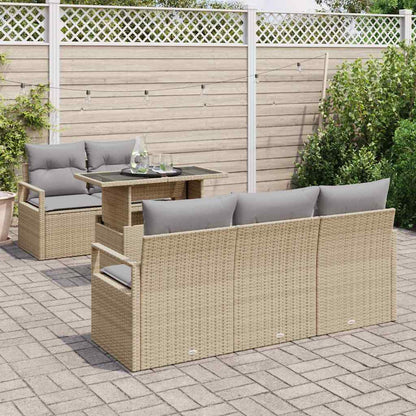Tuin Sofa Set met kussen met opslag 6 pcs Beige Poly riet