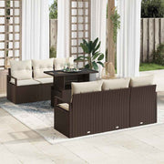 Tuinbankset poly rotan 7-delig bruin