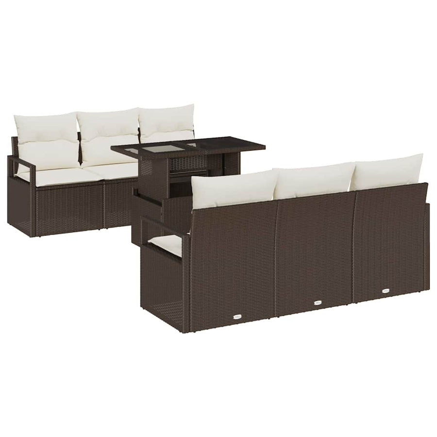 Tuin Sofa Set met kussen met opslag 7 pcs Bruin Poly riet