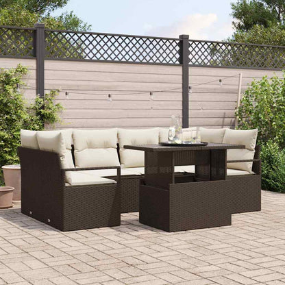 Tuin Sofa Set met opslag 7 pcs Bruin Poly riet