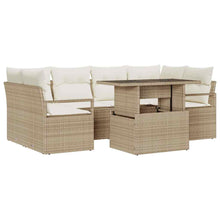 Tuin Sofa Set met opslag 7 pcs Beige Poly riet