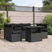 Tuin Sofa Set met opslag 7 pcs Zwart Poly riet
