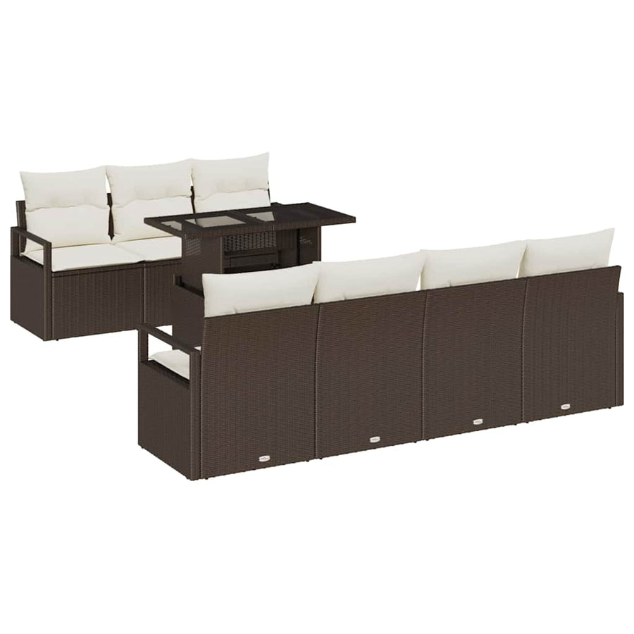 Tuin Sofa Set met kussen met opslag 8 pcs Bruin Poly riet