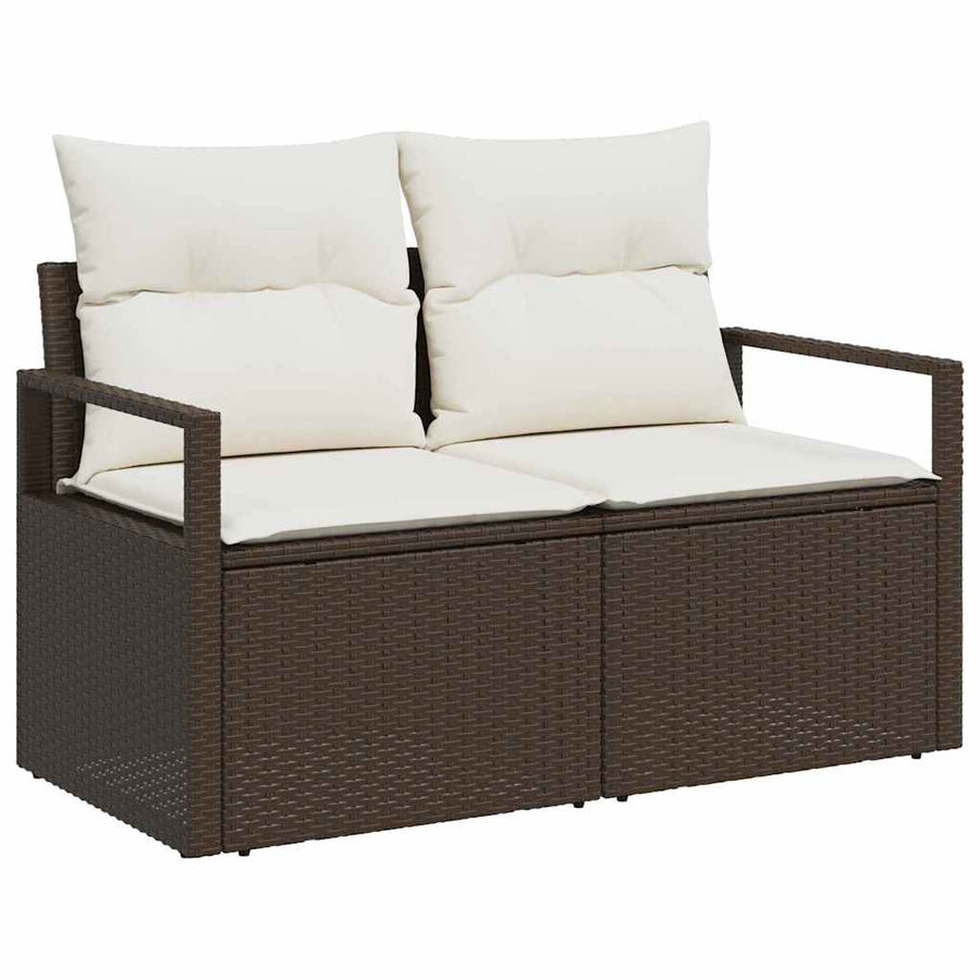 Tuin Sofa Set met kussen met opslag 8 pcs Bruin Poly riet