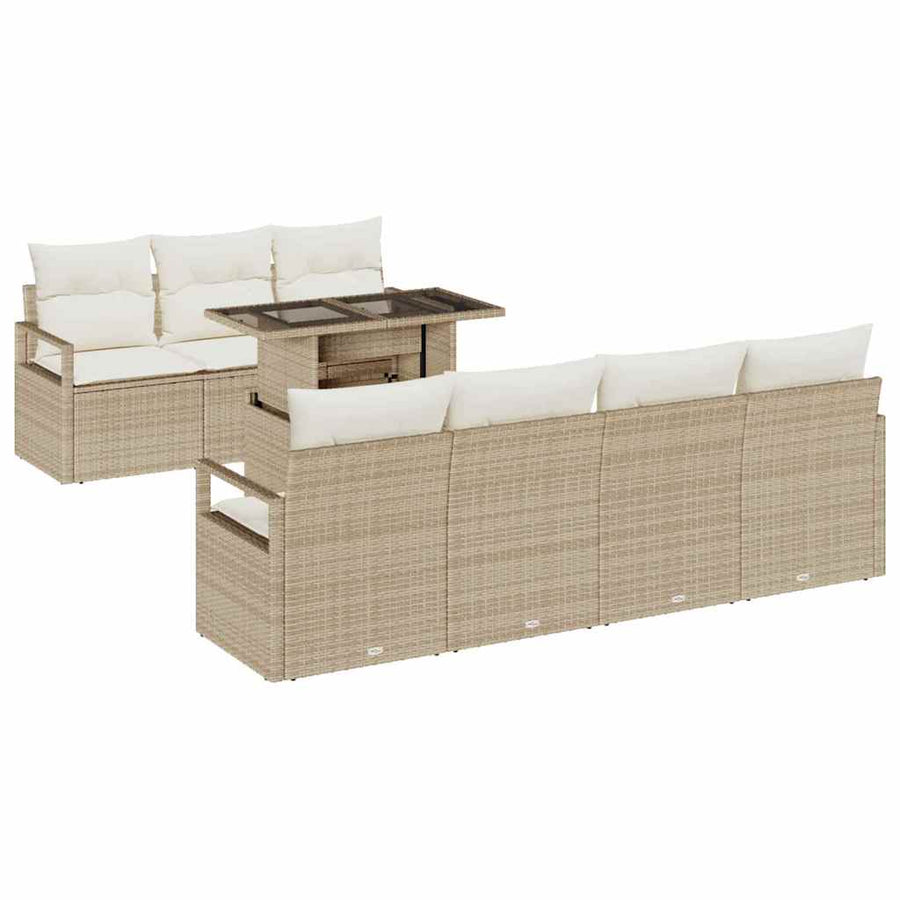 Tuin Sofa Set met opslag 8 pcs Beige Poly riet