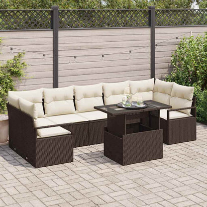 Tuin Sofa Set met opslag 8 pcs Bruin Poly riet