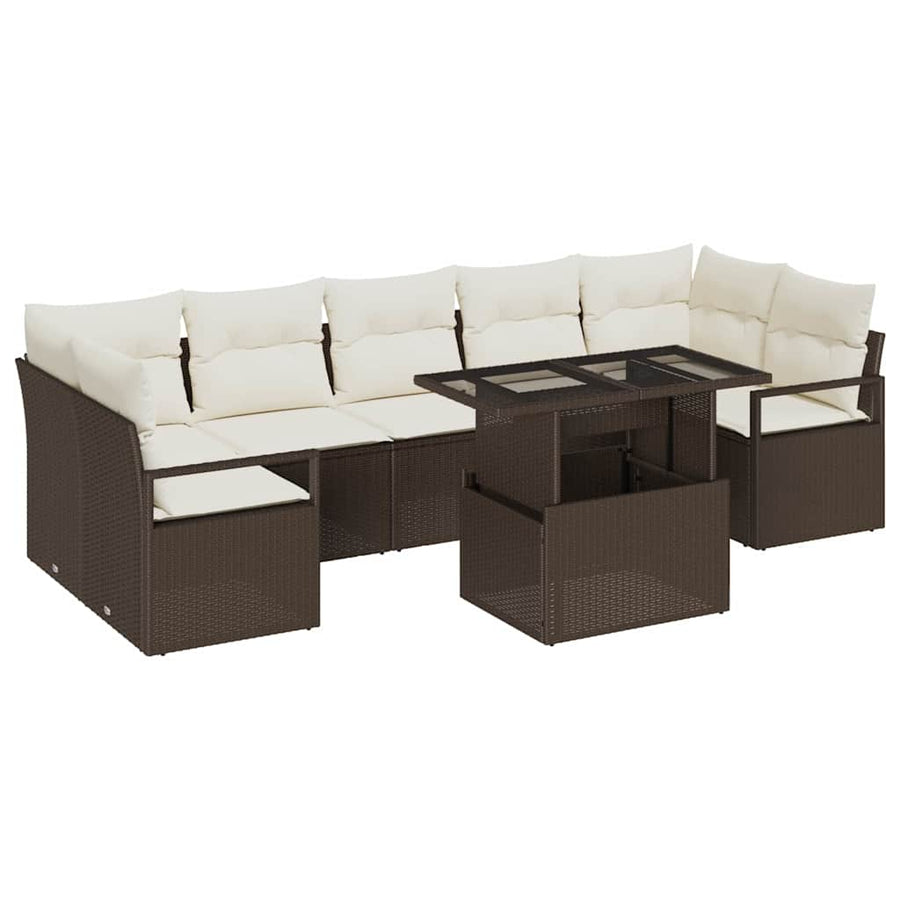 Tuin Sofa Set met opslag 8 pcs Bruin Poly riet