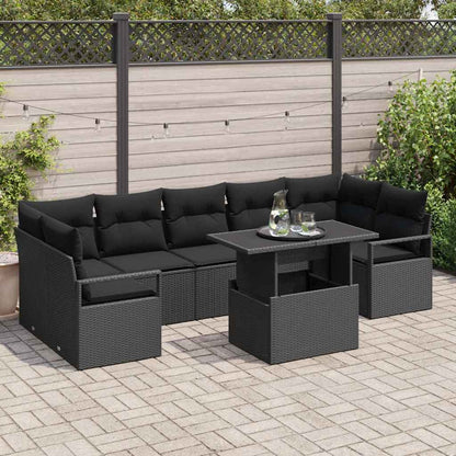 Tuin Sofa Set met opslag 8 pcs Zwart Poly riet