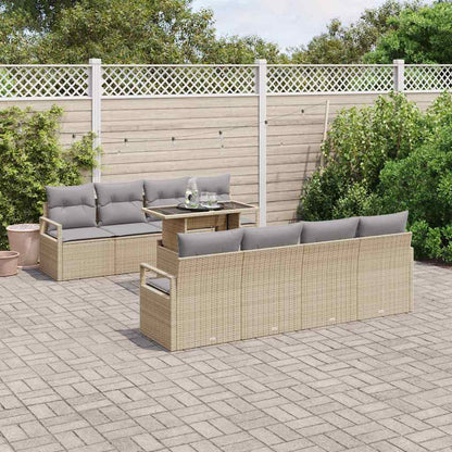 Tuin Sofa Set met opslag 9 pcs Beige Poly riet
