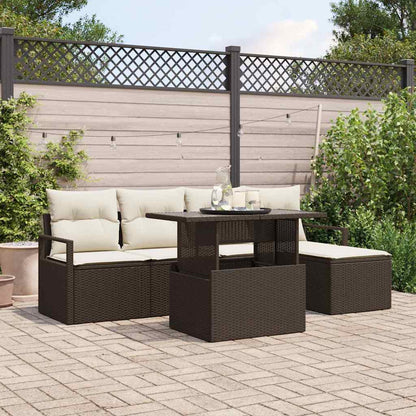Tuin Sofa Set met opslag 6 pcs Bruin Poly riet