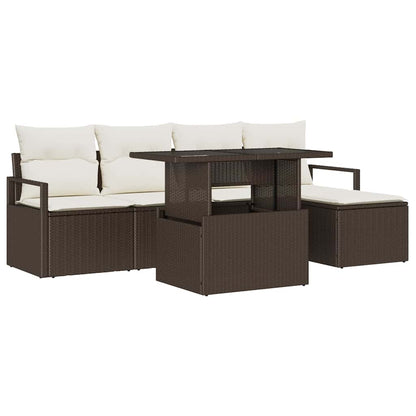 Tuin Sofa Set met opslag 6 pcs Bruin Poly riet