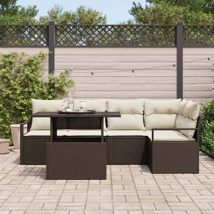 Tuin Sofa Set met kussen met opslag 6 pcs Bruin Poly riet