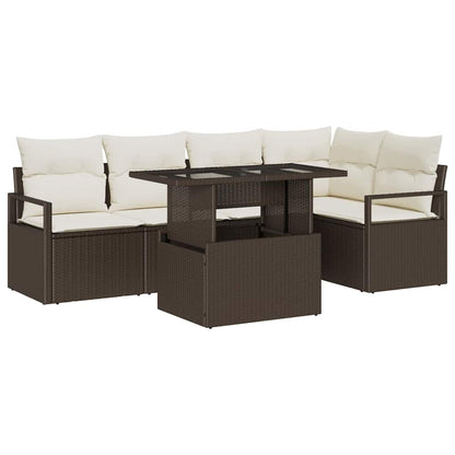 Tuin Sofa Set met kussen met opslag 6 pcs Bruin Poly riet