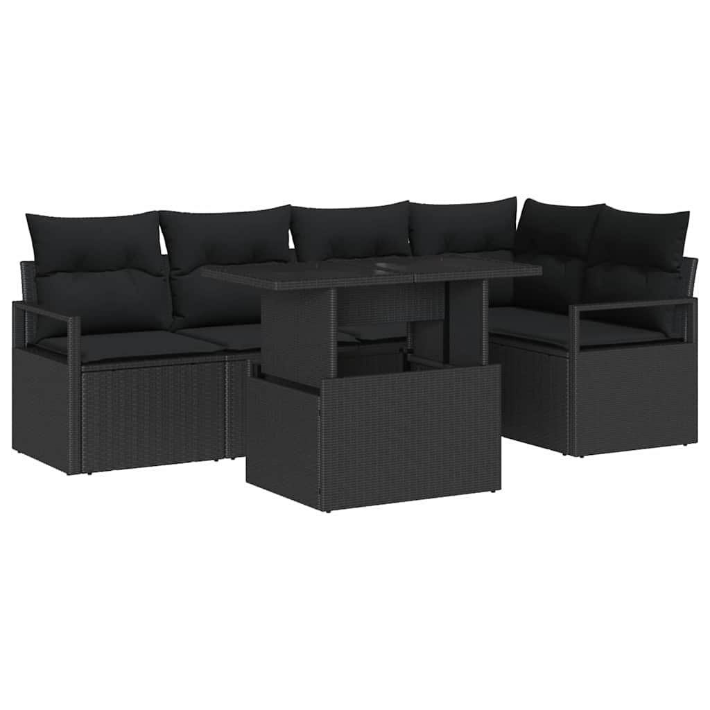 Tuin Sofa Set met opslag 6 pcs Zwart Poly riet