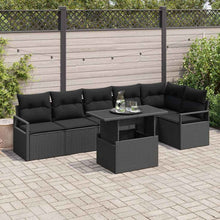 Tuin Sofa Set met kussen met opslag 7 pcs Zwart Poly riet