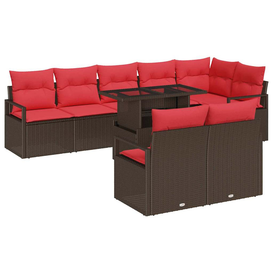 Tuin Sofa Set met kussen met opslag 9 pcs Bruin Poly riet