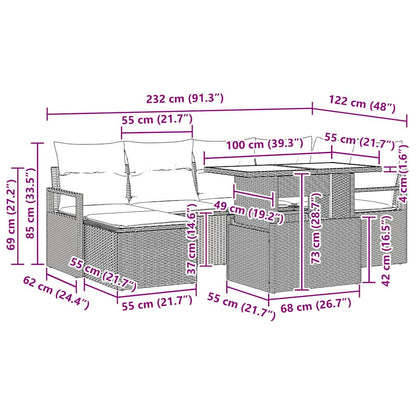 Tuin Sofa Set met opslag 7 pcs Bruin Poly riet