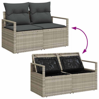 Tuin Sofa Set met kussen met opslag 7 pcs Lichtgrijs Poly riet