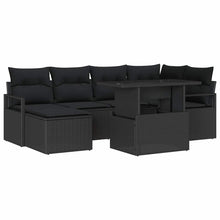 Tuin Sofa Set met opslag 7 pcs Zwart Poly riet