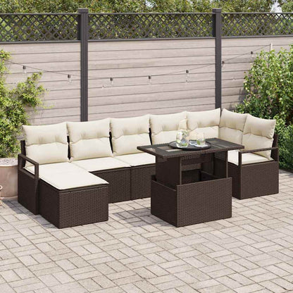Tuin Sofa Set met opslag 8 pcs Bruin Poly riet