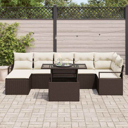Tuin Sofa Set met opslag 8 pcs Bruin Poly riet