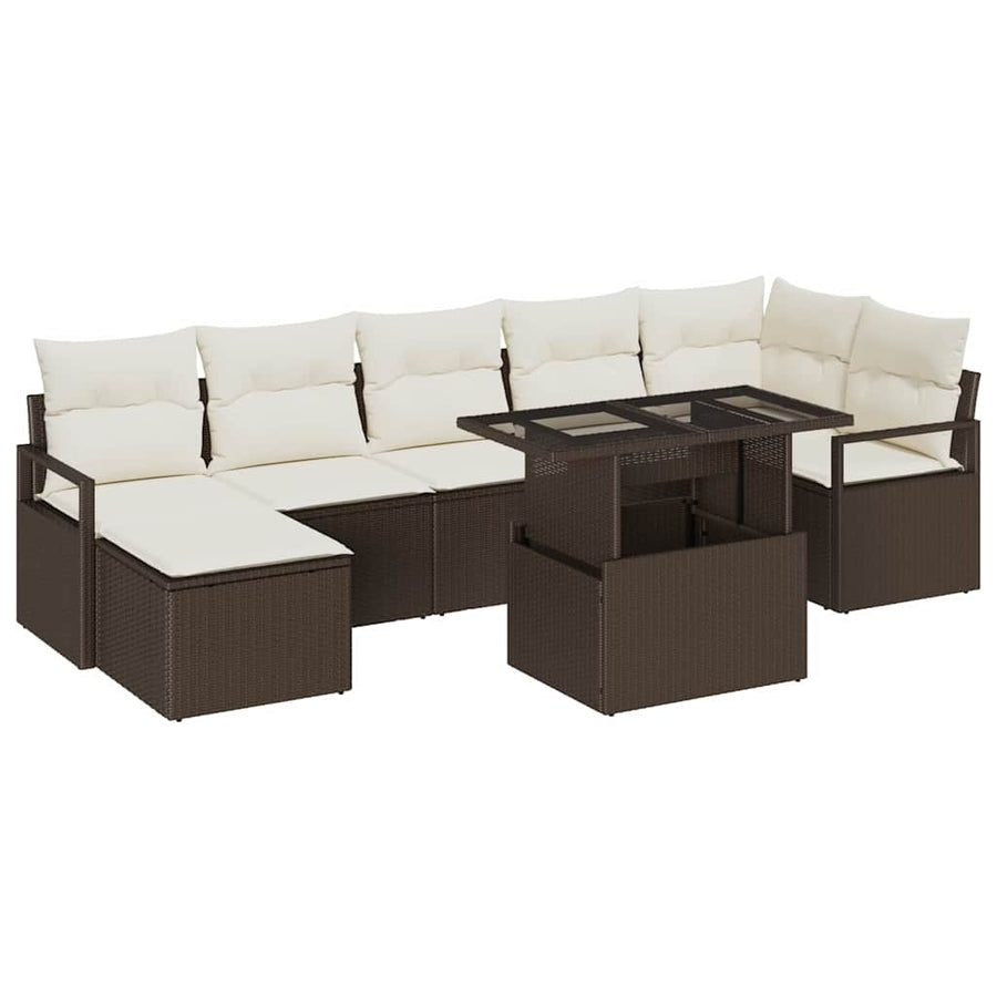 Tuin Sofa Set met opslag 8 pcs Bruin Poly riet