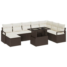 Tuin Sofa Set met opslag 9 pcs Bruin Poly riet
