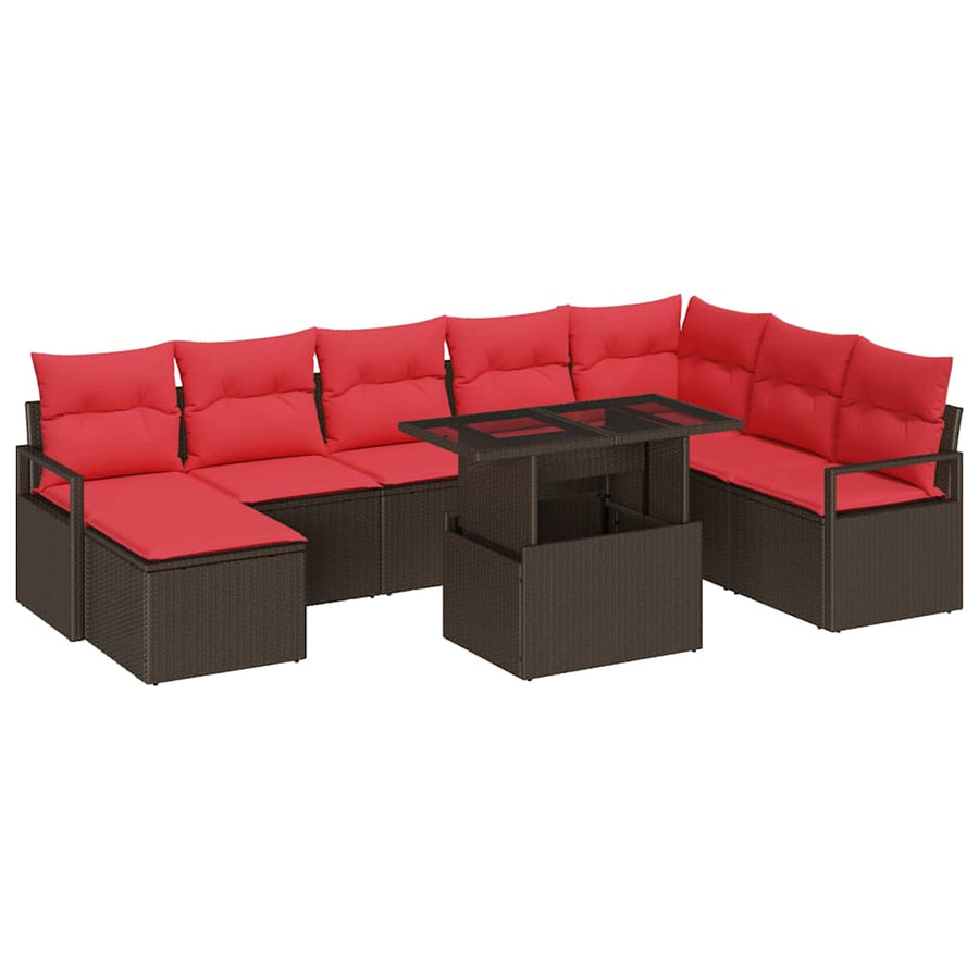 Tuin Sofa Set met kussen met opslag 9 pcs Bruin Poly riet