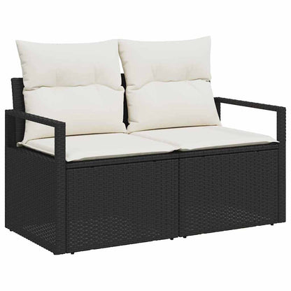 Tuin Sofa Set met kussen met opslag 11 pcs Zwart poly rattan