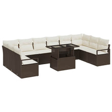 Tuin Sofa Set met kussen met opslag 11 pcs Bruin poly rattan