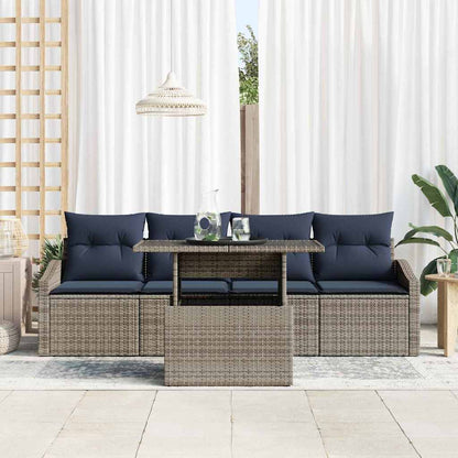 Tuin Sofa Set met kussen met opslag 5 pcs Grijs poly rattan
