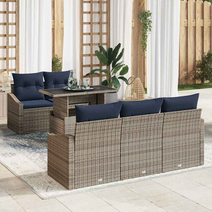 Tuin Sofa Set met kussen met opslag 6 pcs Grijs poly rattan