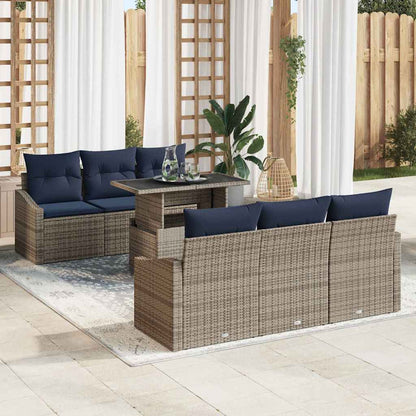 Tuin Sofa Set met kussen met opslag 7 pcs Grijs poly rattan