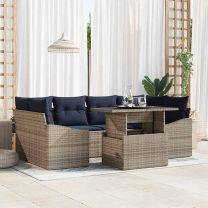 Tuin Sofa Set met opslag 7 pcs Grijs Poly riet