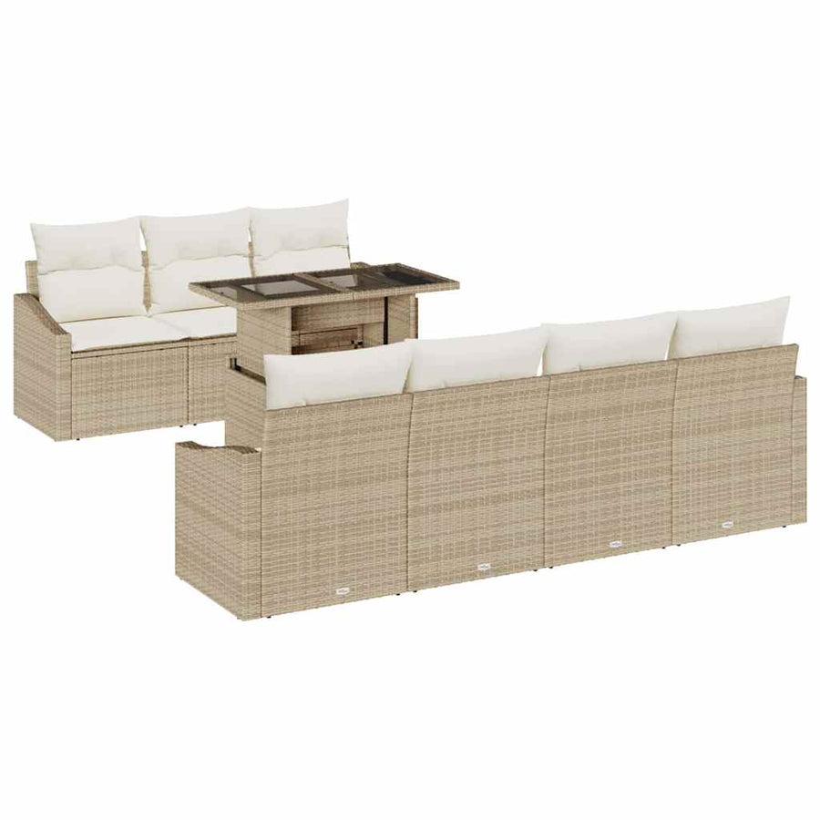 Tuin Sofa Set met kussen met opslag 8 pcs Beige poly rattan