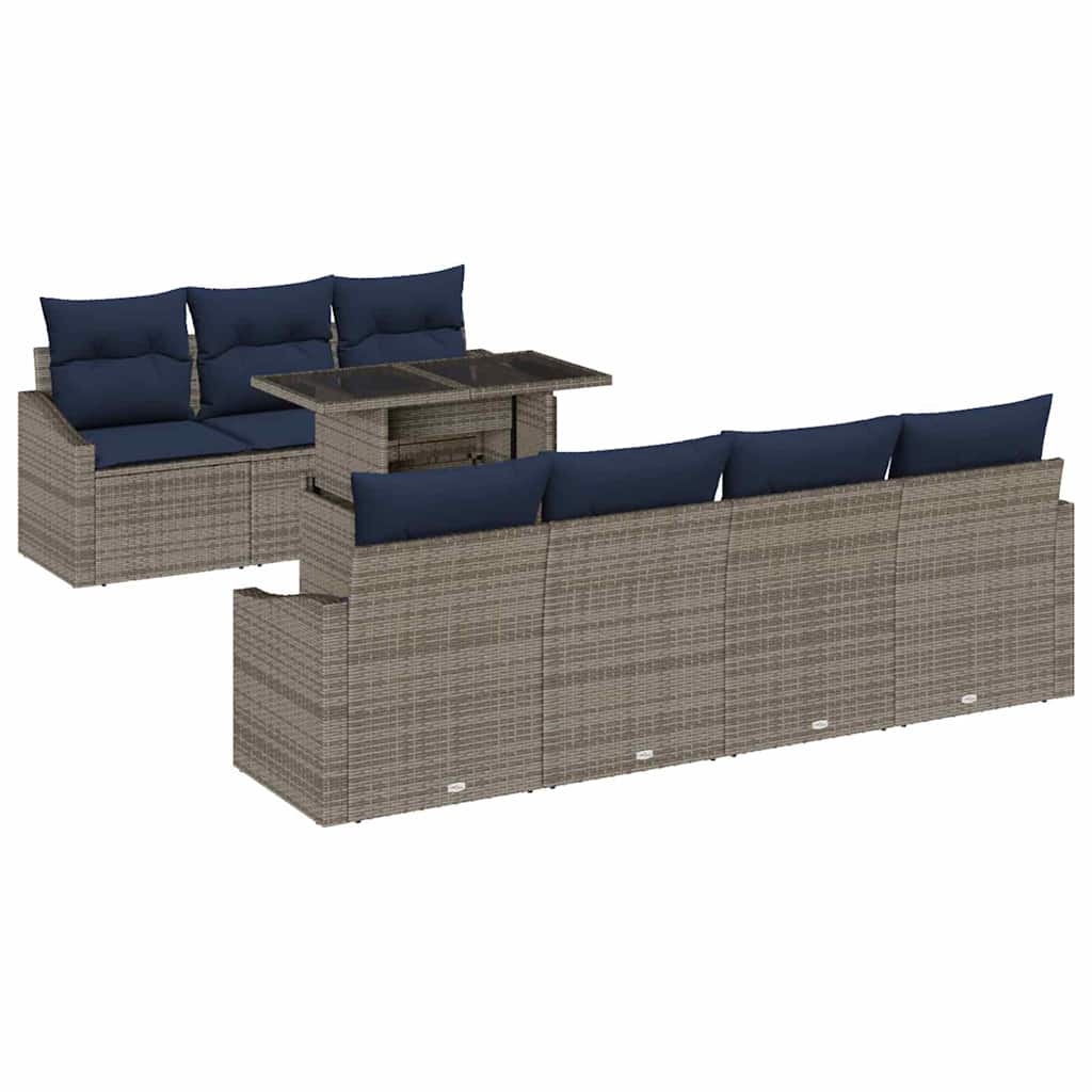 Tuin Sofa Set met kussen met opslag 8 pcs Grijs poly rattan