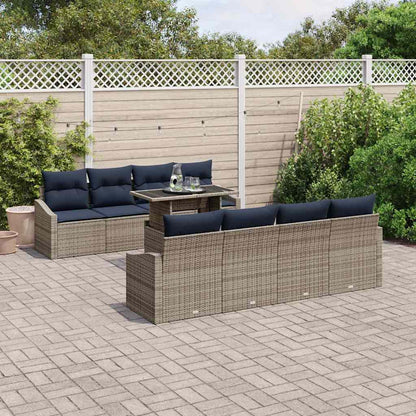 Tuin Sofa Set met kussen met opslag 9 pcs Grijs poly rattan