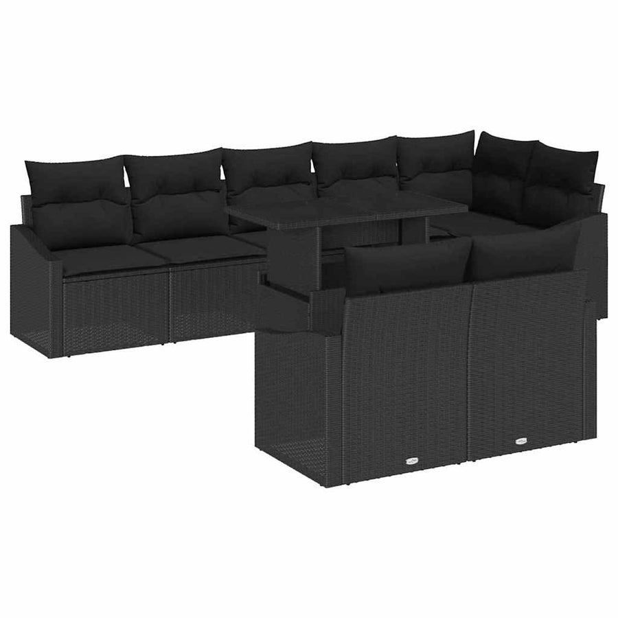 Tuin Sofa Set 9 pcs Zwart poly rattan & Gepoedercoat staal