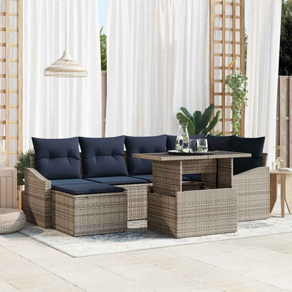 Tuin Sofa Set met kussen met opslag 7 pcs Grijs en Marineblauw