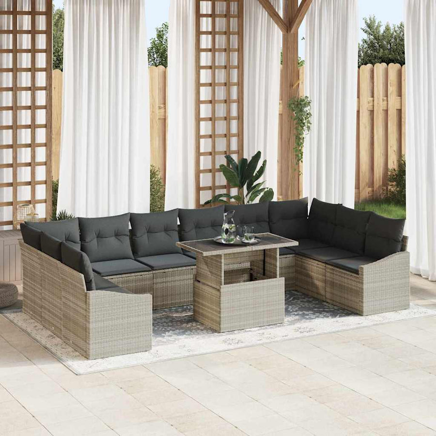 Tuin Sofa Set met kussen 11 pcs Licht Grijs en Donker Grijs