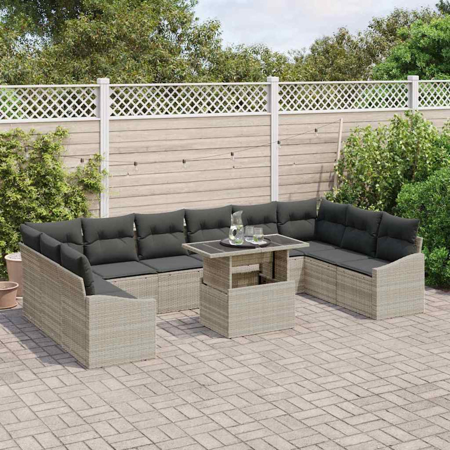 Tuin Sofa Set met kussen 11 pcs Licht Grijs en Donker Grijs