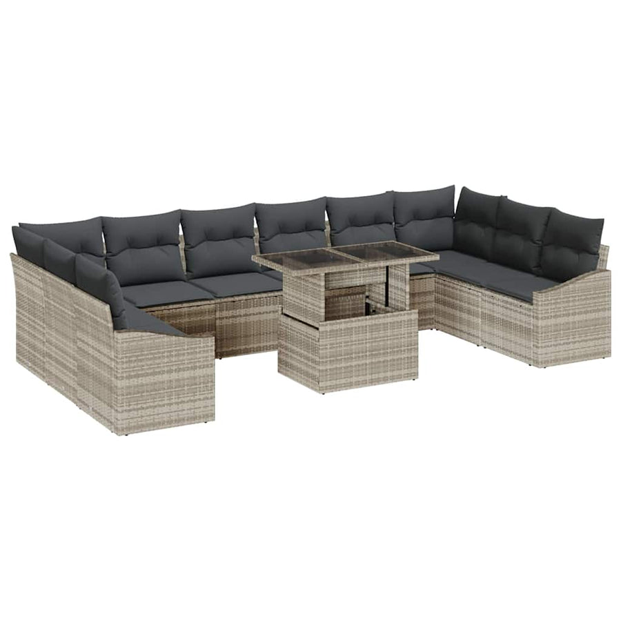 Tuin Sofa Set met kussen 11 pcs Licht Grijs en Donker Grijs