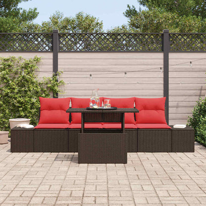 Tuin Sofa Set 5 st 4-Aantal zitplaatsen Bruin en Rood